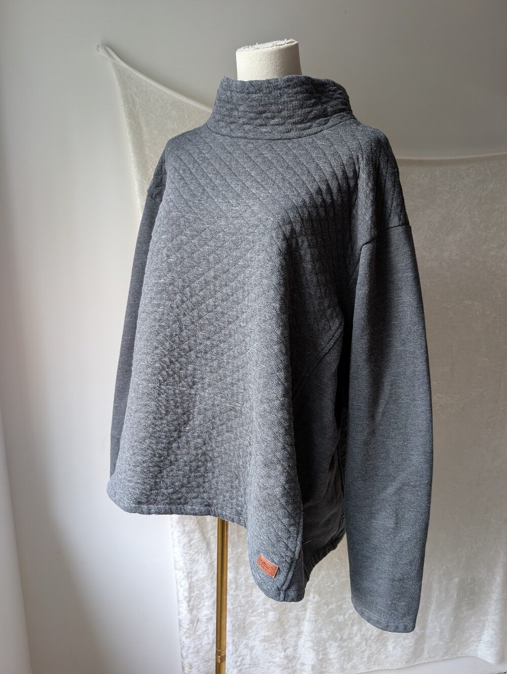 L.L. Bean 3x Quilted Mock Neck Kangaroo Pouch Hoodie Flawed